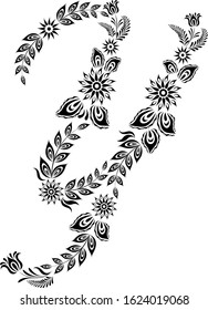 Floral uppercase letter Y monogram. Vector illustration design.
