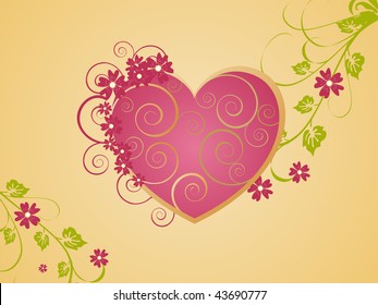 floral valentines heart - vector