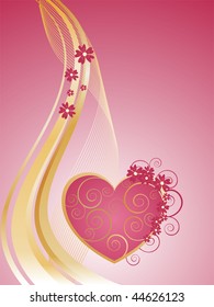 floral valentines heart - vector