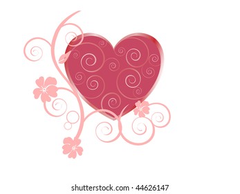 floral valentines heart - vector
