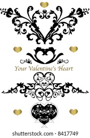 Floral valentine's hearts - vector elements