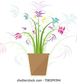 floral in vase vector illustration on white