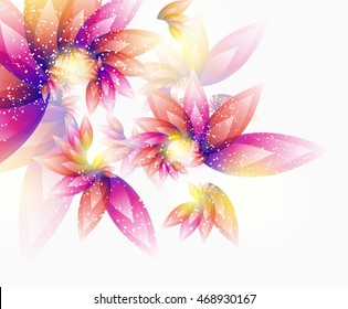 Floral vector abstract background. Colorful flowers and leafs. Eps 10
