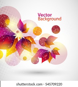 Floral vector abstract background. Colorful flowers and leafs. Eps 10
