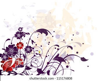 Floral vector abstract background with fantasy flowers,ornamental elements and swirls