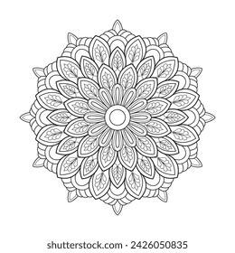 Floral Vector abstract mandala pattern design for coloring book page