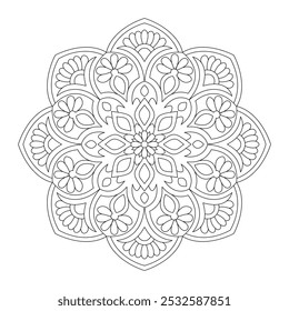 Vetor floral abstrato mandala design padrão para colorir página do livro, arquivo vetorial, design de tatuagem, arte de parede, arte mandala simples, Design para um papel de parede Camisa de pintura e azulejo Sticker Design, arquivo vetorial