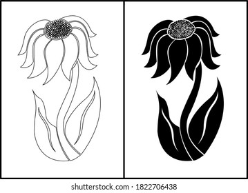 Floral vector art for coloring  isolated on white background