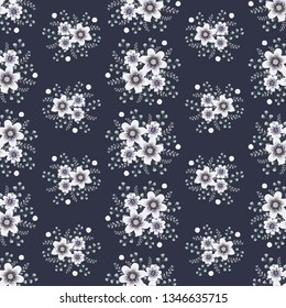 Floral vector artwork for apparel and fashion fabrics, Winter flowers wreath ivy style with branch and leaves. Seamless patterns background.