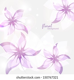 floral vector background with abstract lilac flowers