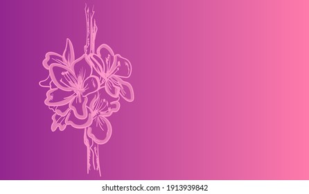 Fondo vectorial floral con flores sakura abstractas. Fondo de la invitación, volante, texto, etc. Ilustración vectorial dibujada a mano.
