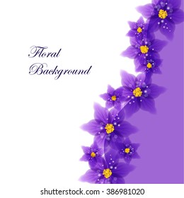 Floral vector background with beautiful violet flowers for use in your design. Vector illustration.