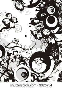 Floral vector background in black and white. Check my portfolio for many more of this series as well as thousands of similar and other great vector items.