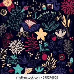Floral vector background. Bright composition.