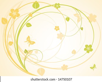 floral vector background with butterflies