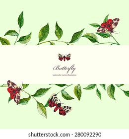 floral vector background with butterfly