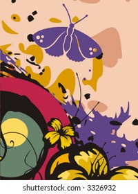 Floral vector background with a butterfly. Check my portfolio for many more of this series as well as thousands of similar and other great vector items.