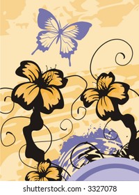 Floral vector background with a butterfly. Check my portfolio for many more of this series as well as thousands of similar and other great vector items.