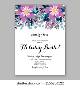 Floral vector background for christmas party invitation wedding invitation bridal shower baby shower christening baptism birthday card anniversary poinsettia for winter holiday wreath