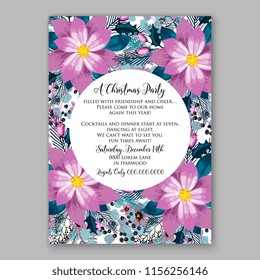 Floral vector background for christmas party invitation wedding invitation bridal shower baby shower christening baptism birthday card anniversary poinsettia for winter holiday wreath
