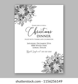 Floral vector background for christmas party invitation wedding invitation bridal shower baby shower christening baptism birthday card anniversary poinsettia for winter holiday wreath