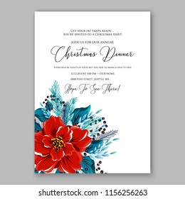 Floral vector background for christmas party invitation wedding invitation bridal shower baby shower christening baptism birthday card anniversary poinsettia for winter holiday wreath