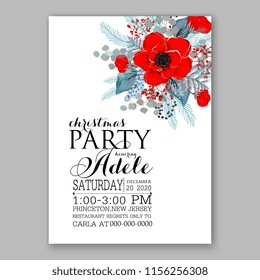 Floral vector background for christmas party invitation wedding invitation bridal shower baby shower christening baptism birthday card anniversary poinsettia for winter holiday wreath
