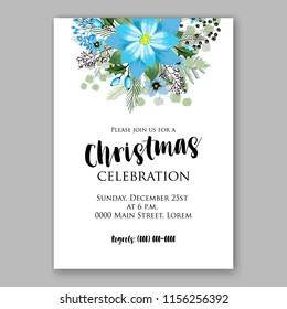 Floral vector background for christmas party invitation wedding invitation bridal shower baby shower christening baptism birthday card anniversary poinsettia for winter holiday wreath