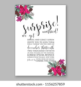 Floral vector background for christmas party invitation wedding invitation bridal shower baby shower christening baptism birthday card anniversary poinsettia rose winter holiday wreath