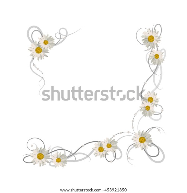Floral Vector Background Corner Frame Daisy Stock Vector (Royalty Free