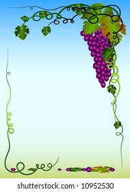 Floral Vector Background with Grapes. No Meshes.