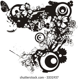 Floral vector background in grunge style. Check my portfolio for many more of this series as well as thousands of similar and other great vector items.