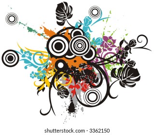 Floral vector background in grunge style. Check my portfolio for many more of this series as well as thousands of similar and other great vector items.