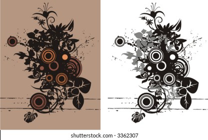 Floral vector background in grunge style. Check my portfolio for many more of this series as well as thousands of similar and other great vector items.