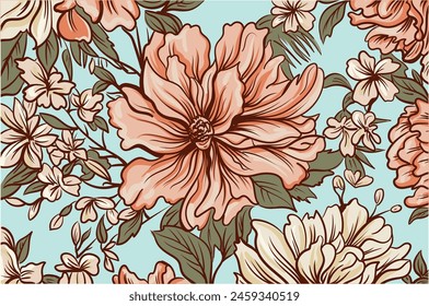 Fondo de Vector floral. Ilustración vectorial dibujada a mano. 