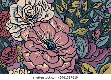 Fondo de Vector floral. Ilustración vectorial dibujada a mano. 