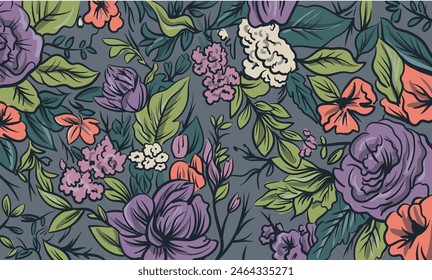 Blumige Vektorgrafik Hintergrund. Handgezeichnete Vektorillustration. 