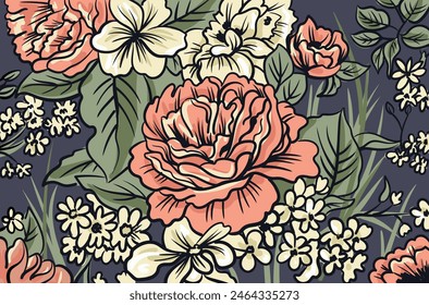 Floral vector background. Hand-drawn vector illustration. 