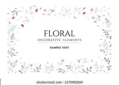 Floral vector background with leaves and flowers