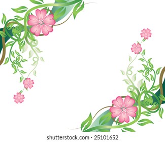 Floral vector background with leaves and flowers