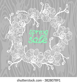Floral vector background Orchids wreath
