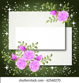 Floral vector background with paper and roses