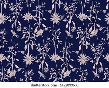 Floral vector background seamless pattern with separate elements that can be used for invitation, card, layout, website, etc.