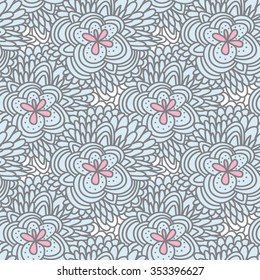 Floral vector background. Seamless pattern with hand drawn flowers