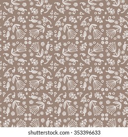 Floral vector background. Seamless pattern with hand drawn flowers
