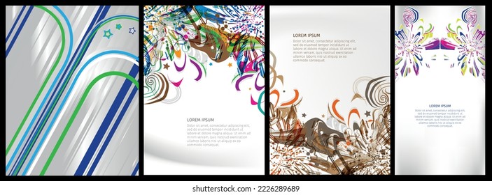 Floral vector background set, for greeting card design