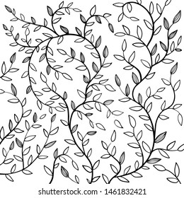 floral vector background with spring ornament of young tree branch and leaves