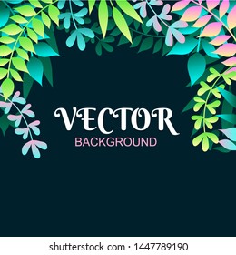 Floral vector background in trendy style with leaves. Seasonal design template. Vector summer or spring background for sale promotion, invitation, greeting card or home decor.