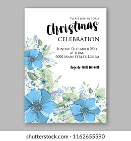 Floral vector background for wedding invitation christmas party invitation bridal shower baby shower christening baptism birthday card anniversary poinsettia winter holiday wreath