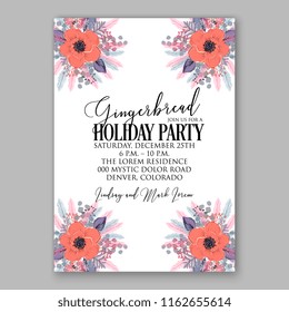 Floral vector background for wedding invitation christmas party invitation bridal shower baby shower christening baptism birthday card anniversary poinsettia winter holiday wreath